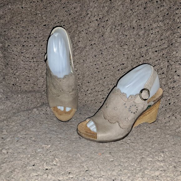 El Naturalista Shoes - EL NATURALISTA-N789 Vereda Wedge-Tan/Brown Leather-Slingback-Sz 38-Near Mint